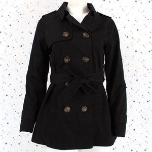 Classic Double Breasted Trench Coat Black
